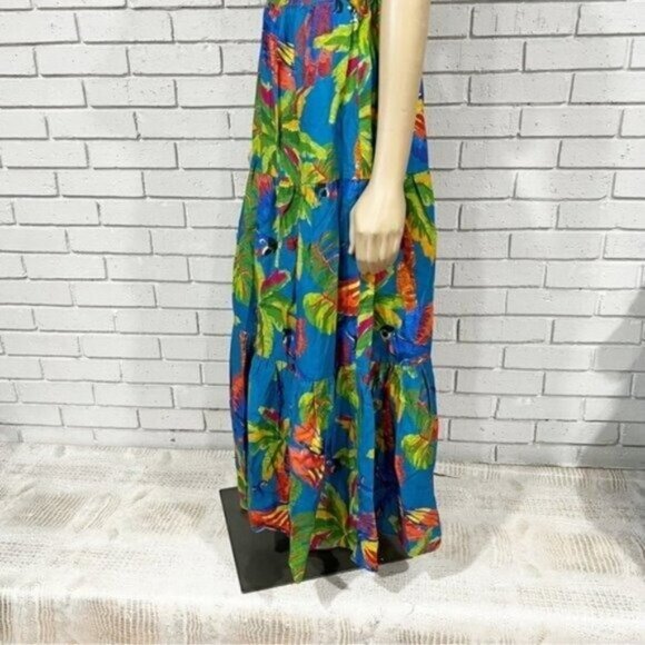 Farm Rio “Sunny Day” One‑Shoulder Maxi Dress – Tropical Cut‑Out Tiered Size M - Picture 10 of 16